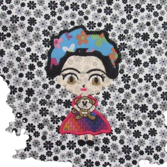 Craft Apron Mexican Artisan Little Frida Embroidered -One Size-zippered pocket - Picture 2 of 7